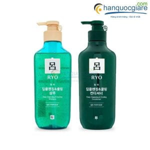 Cặp Dầu Gội Xả Thảo Mộc Ryo Hàn Quốc 2 chai * 550ml 3 dau goi dau thao duoc ryo han quoc mau xanh